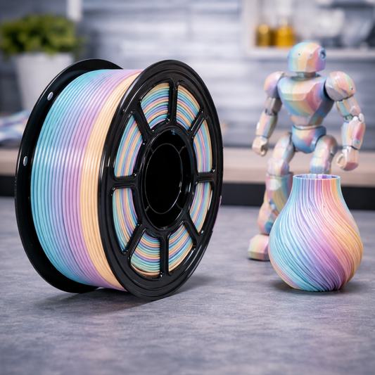 PETG 3D Printer Filament 1KG Matte Rainbow, 1.75mm PETG Filament, Durable and Chemical Resistant, Smooth Color Transitions, Low Gloss Matte Finish, Compatible with Most FDM 3D Printers